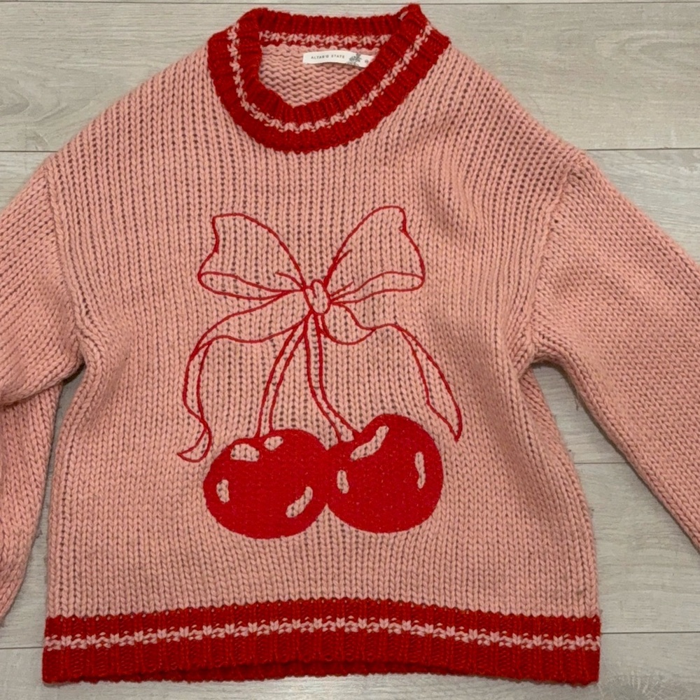 Pink and Red Cherry Sweater